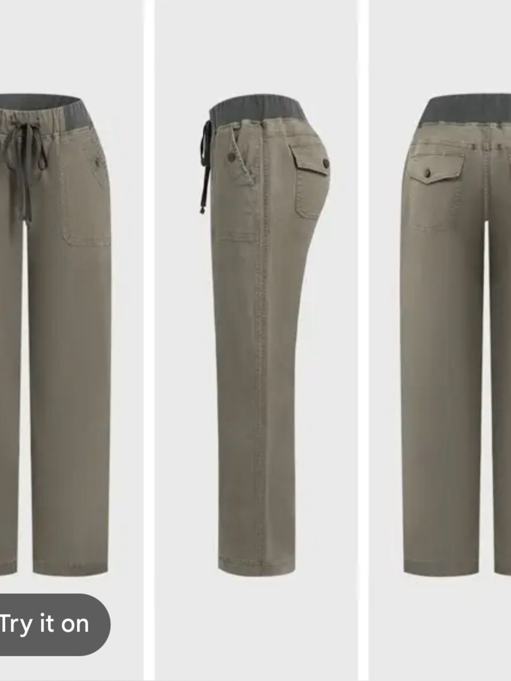 Flamingals Gray Black Straight Leg Cargo Elastic Waist Drawstring Pants SMALL